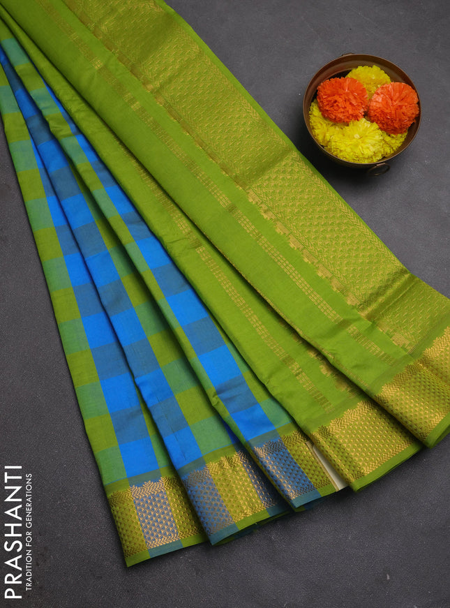 Cs Blue & Green Semi Silk Cotton Saree - Paalum Pazhamum Checks