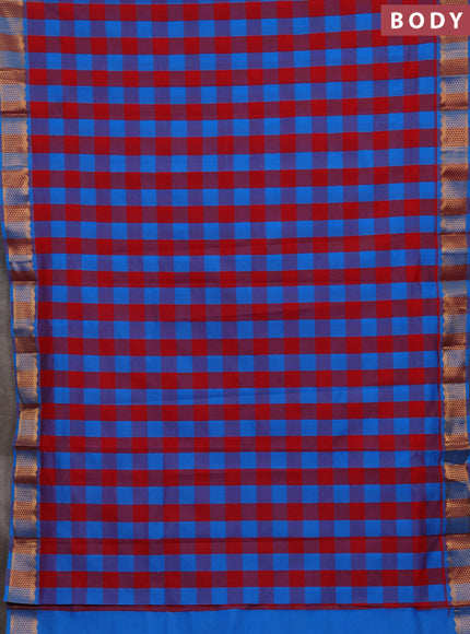 Cs Blue & Red Semi Silk Cotton Saree - Paalum Pazhamum Checks