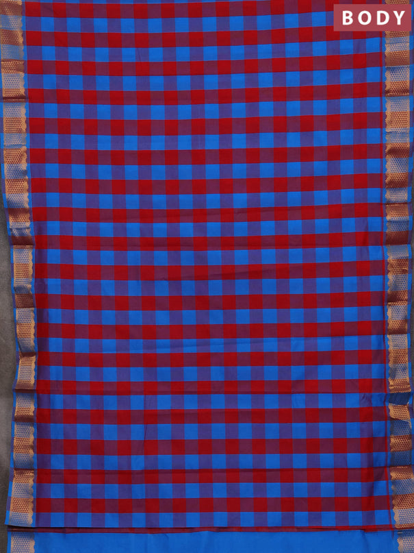 Cs Blue & Red Semi Silk Cotton Saree - Paalum Pazhamum Checks