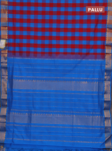 Cs Blue & Red Semi Silk Cotton Saree - Paalum Pazhamum Checks