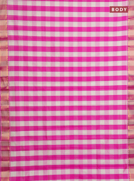 Pink & Off White Semi Silk Cotton Saree - Paalum Pazhamum Checks