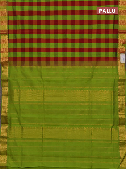 Green & Maroon Semi Silk Cotton Saree - Paalum Pazhamum Checks