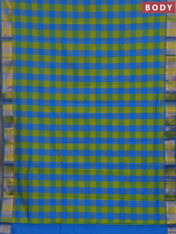 Cs Blue & Green Semi Silk Cotton Saree - Paalum Pazhamum Checks