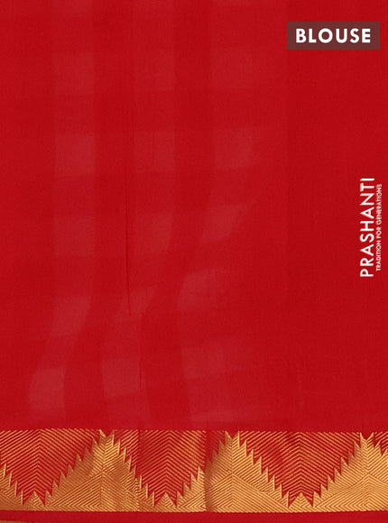 Red & Off White Semi Silk Cotton Saree - Paalum Pazhamum Checks