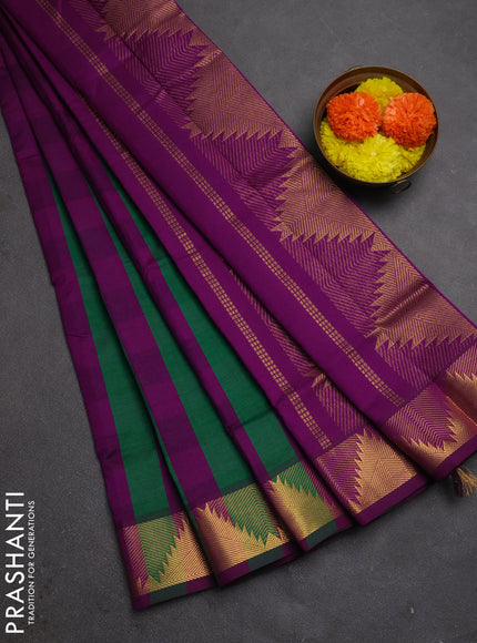 Purple & Green Semi Silk Cotton Saree - Paalum Pazhamum Checks