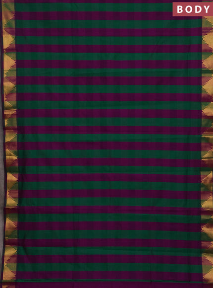 Purple & Green Semi Silk Cotton Saree - Paalum Pazhamum Checks