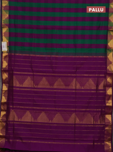 Purple & Green Semi Silk Cotton Saree - Paalum Pazhamum Checks