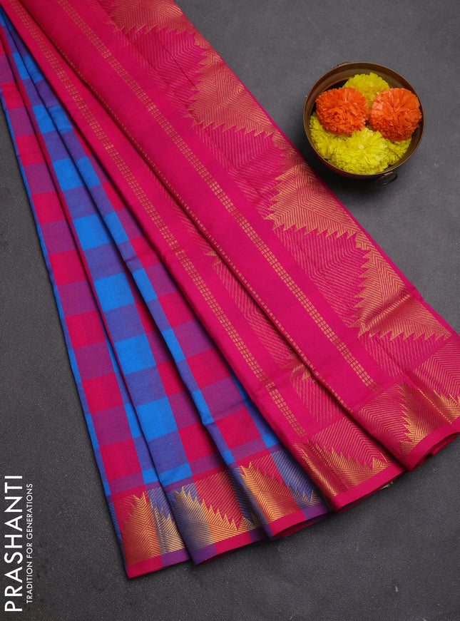 Cs Blue & Pink Semi Silk Cotton Saree - Paalum Pazhamum Checks