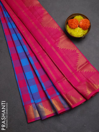 Cs Blue & Pink Semi Silk Cotton Saree - Paalum Pazhamum Checks