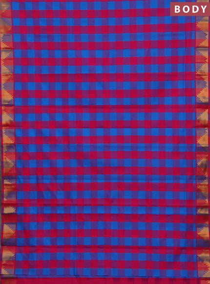 Cs Blue & Pink Semi Silk Cotton Saree - Paalum Pazhamum Checks