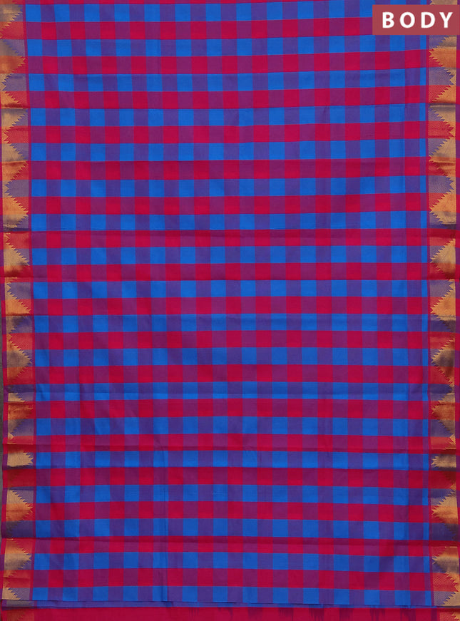 Cs Blue & Pink Semi Silk Cotton Saree - Paalum Pazhamum Checks