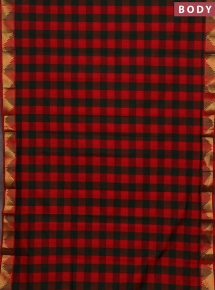 Red & Green Semi Silk Cotton Saree - Paalum Pazhamum Checks