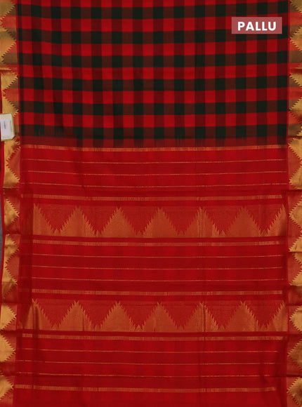 Red & Green Semi Silk Cotton Saree - Paalum Pazhamum Checks
