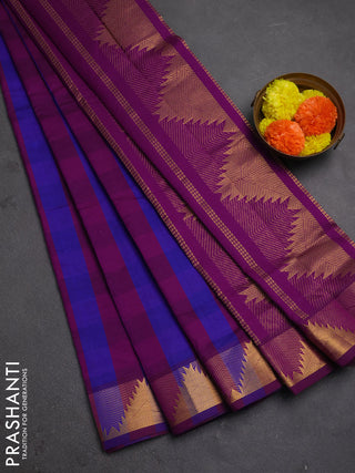 Purple & Blue Semi Silk Cotton Saree - Paalum Pazhamum Checks