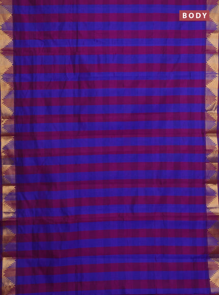 Purple & Blue Semi Silk Cotton Saree - Paalum Pazhamum Checks
