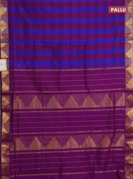 Purple & Blue Semi Silk Cotton Saree - Paalum Pazhamum Checks