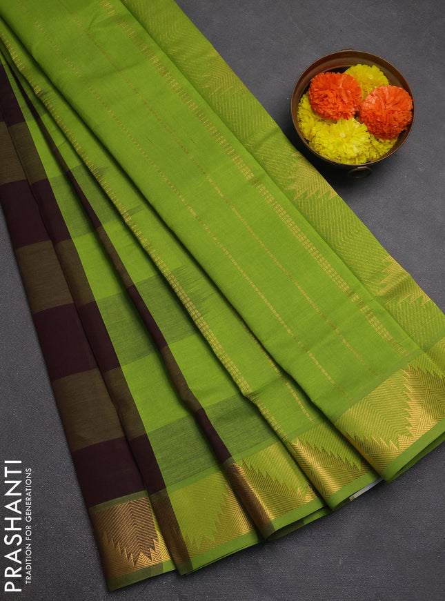 Green & Maroon Semi Silk Cotton Saree - Paalum Pazhamum Checks