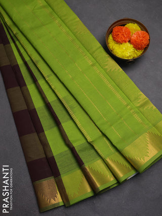 Green & Maroon Semi Silk Cotton Saree - Paalum Pazhamum Checks