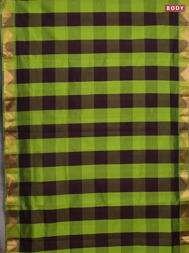 Green & Maroon Semi Silk Cotton Saree - Paalum Pazhamum Checks