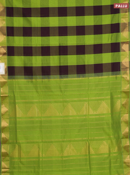 Green & Maroon Semi Silk Cotton Saree - Paalum Pazhamum Checks