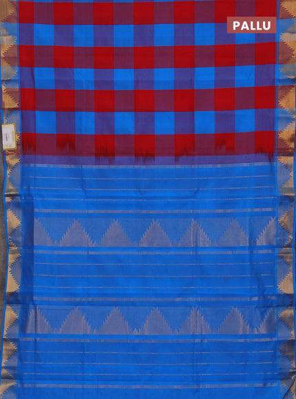 Cs Blue & Red Semi Silk Cotton Saree - Paalum Pazhamum Checks
