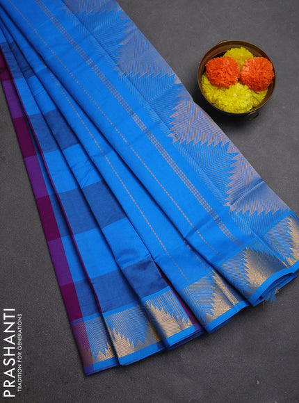 Cs Blue & Purple Semi Silk Cotton Saree - Paalum Pazhamum Checks