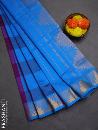 Cs Blue & Purple Semi Silk Cotton Saree - Paalum Pazhamum Checks
