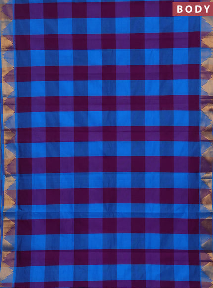 Cs Blue & Purple Semi Silk Cotton Saree - Paalum Pazhamum Checks