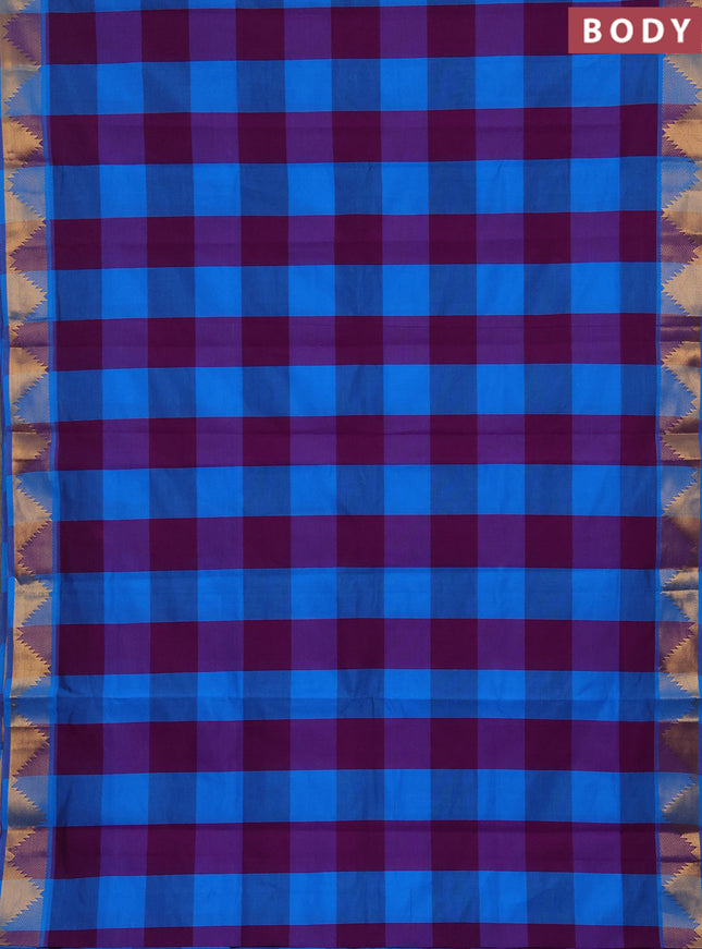 Cs Blue & Purple Semi Silk Cotton Saree - Paalum Pazhamum Checks