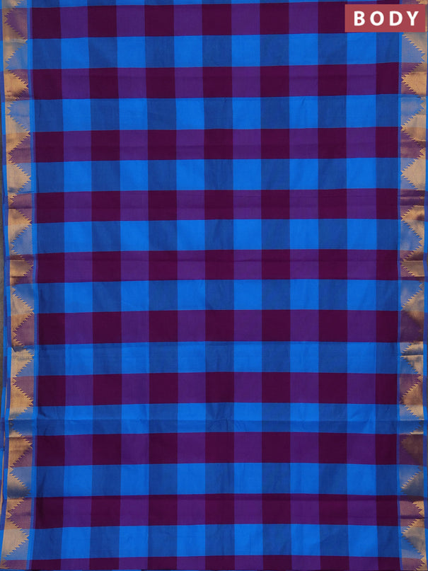 Cs Blue & Purple Semi Silk Cotton Saree - Paalum Pazhamum Checks