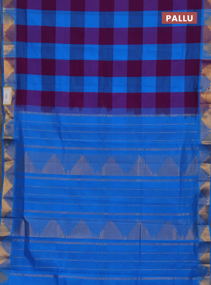 Cs Blue & Purple Semi Silk Cotton Saree - Paalum Pazhamum Checks