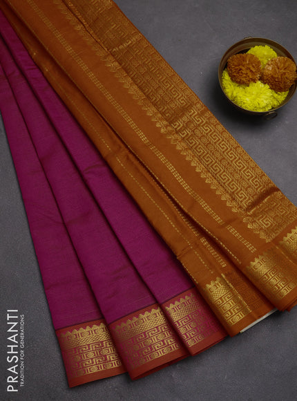 Pink & Orange Semi Silk Cotton Saree - Vairaosi