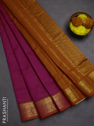 Pink & Orange Semi Silk Cotton Saree - Vairaosi