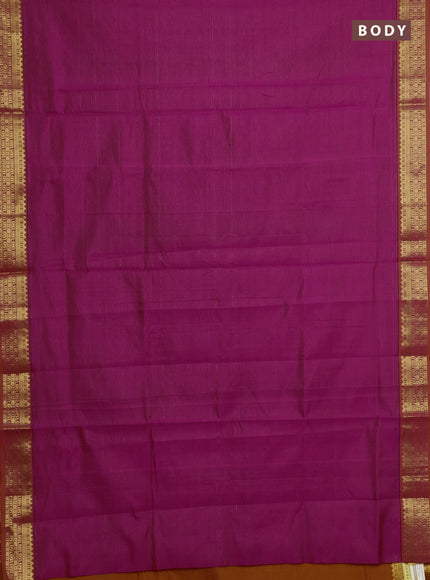 Pink & Orange Semi Silk Cotton Saree - Vairaosi