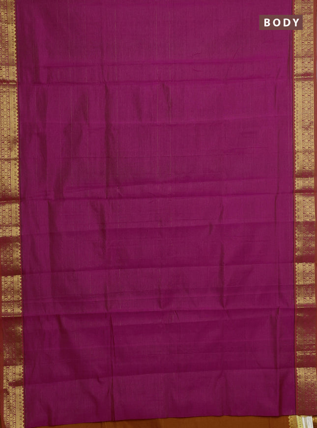 Pink & Orange Semi Silk Cotton Saree - Vairaosi
