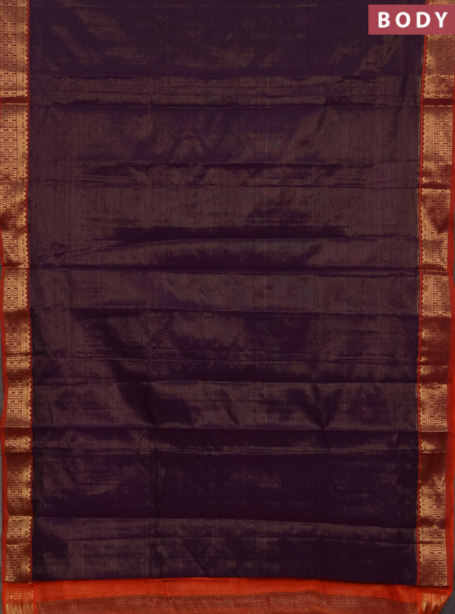 Purple & Orange Semi Silk Cotton Saree - Vairaosi