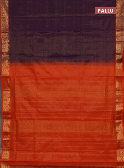 Purple & Orange Semi Silk Cotton Saree - Vairaosi