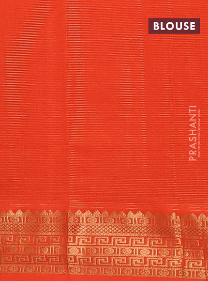 Peacock Blue & Orange Semi Silk Cotton Saree - Vairaosi