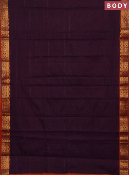 Purple & Orange Semi Silk Cotton Saree - Vairaosi