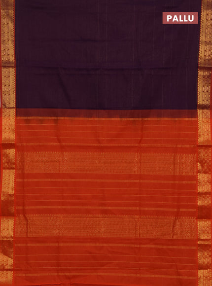 Purple & Orange Semi Silk Cotton Saree - Vairaosi