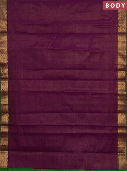 Purple & Green Semi Silk Cotton Saree - Vairaosi