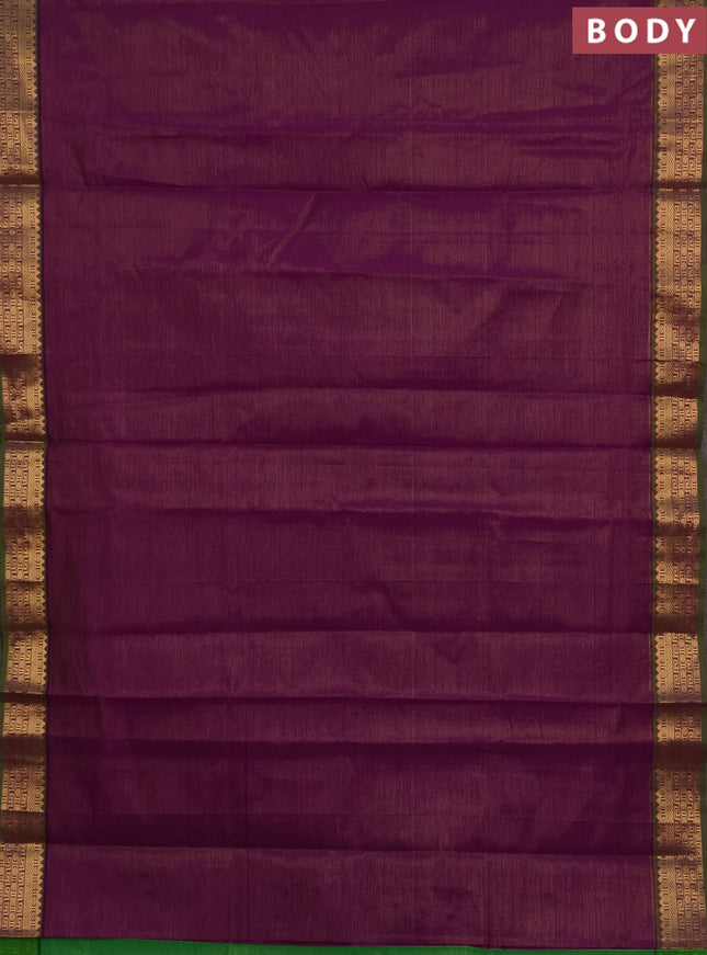 Purple & Green Semi Silk Cotton Saree - Vairaosi