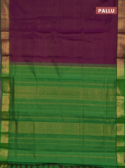 Purple & Green Semi Silk Cotton Saree - Vairaosi