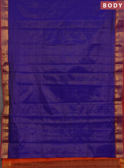 Blue & Orange Semi Silk Cotton Saree - Vairaosi