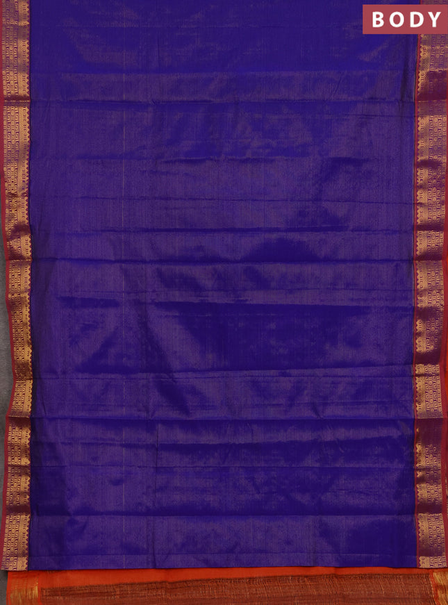Blue & Orange Semi Silk Cotton Saree - Vairaosi