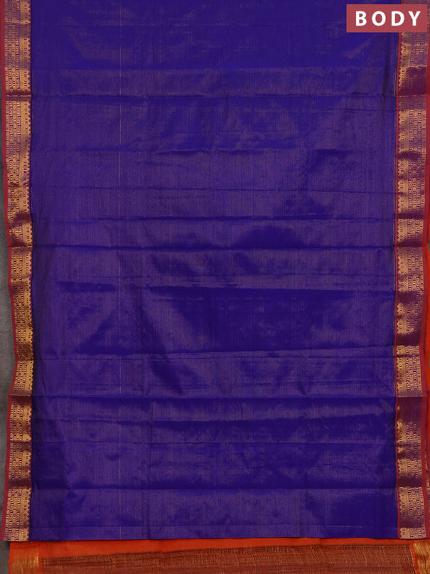 Blue & Orange Semi Silk Cotton Saree - Vairaosi