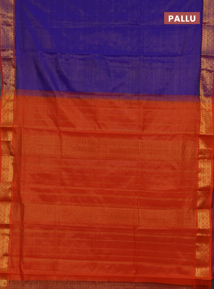 Blue & Orange Semi Silk Cotton Saree - Vairaosi