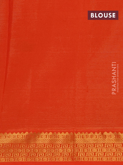 Blue & Orange Semi Silk Cotton Saree - Vairaosi
