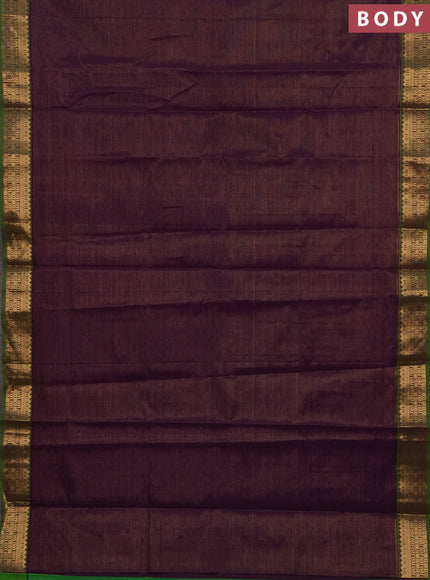 Purple & Green Semi Silk Cotton Saree - Vairaosi