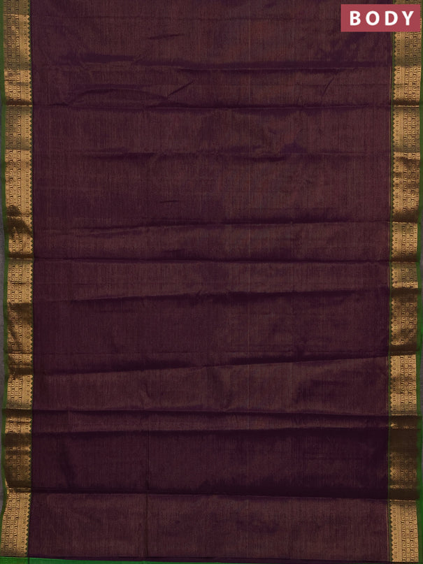 Purple & Green Semi Silk Cotton Saree - Vairaosi